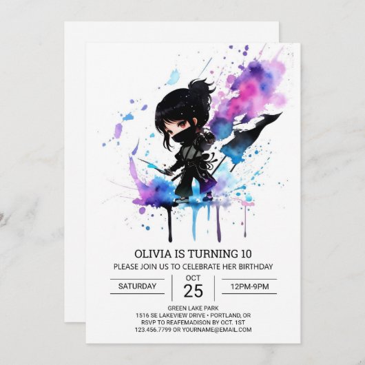 Custom Boho Little Ninja Geburtstag Einladung (Vorne/Hinten)