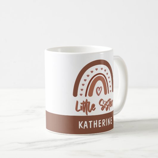 Custom Boho Little Sister Rainbow Matching Kaffeetasse (VorderseiteRechts)