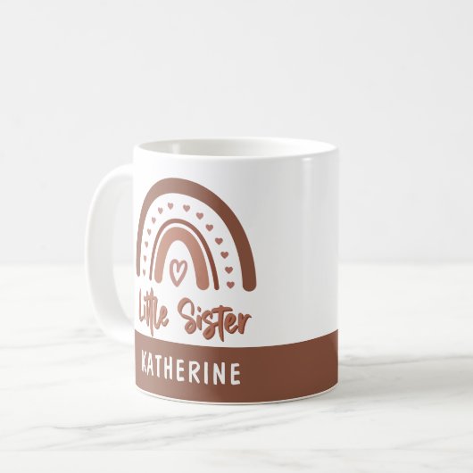 Custom Boho Little Sister Rainbow Matching Kaffeetasse (Vorderseite Links)