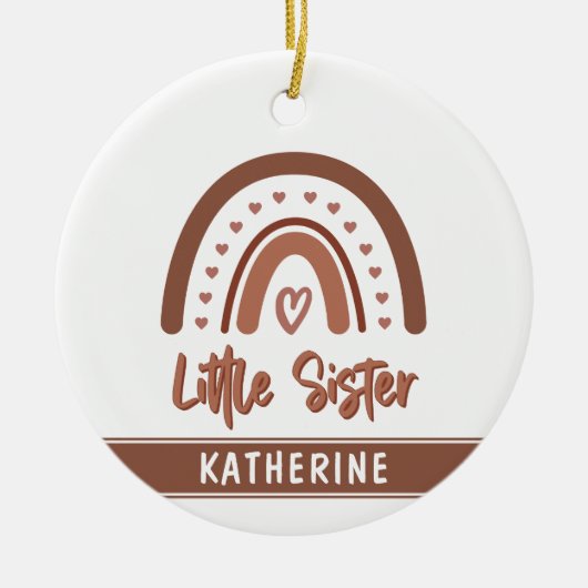 Custom Boho Little Sister Rainbow Matching Keramik Ornament (Vorne)