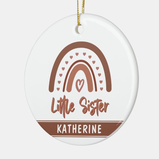 Custom Boho Little Sister Rainbow Matching Keramik Ornament (Links)