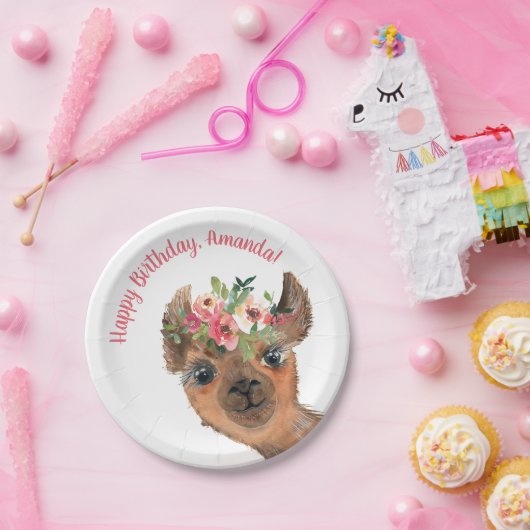 Custom Boho Llama Pappteller (Party)