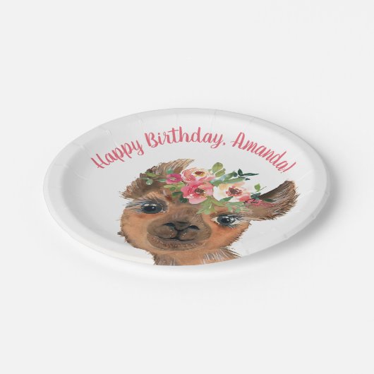 Custom Boho Llama Pappteller (Schrägansicht)