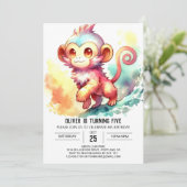 Custom Boho Monkey Birthday Einladung (Stehend Vorderseite)