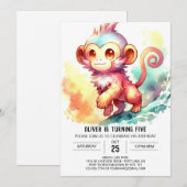 Custom Boho Monkey Birthday Einladung (Vorne/Hinten)