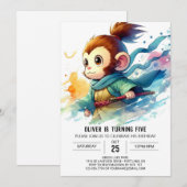 Custom Boho Monkey Birthday Einladung (Vorne/Hinten)