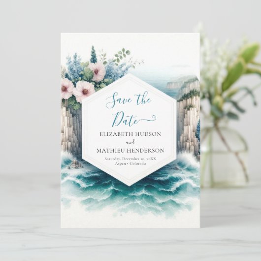 Custom Boho Nautical Wedding Save The Date (Stehend Vorderseite)