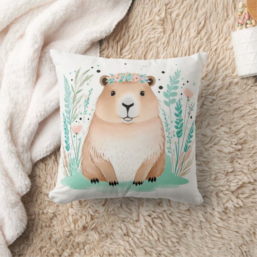Custom Boho Niedlich Capybara Kissen Pastell Green (Decke)