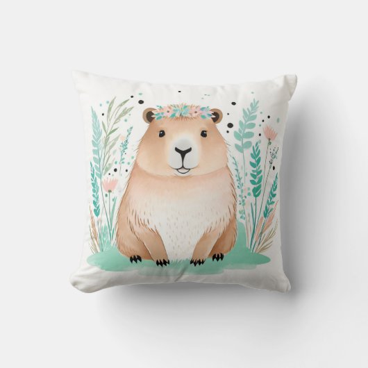 Custom Boho Niedlich Capybara Kissen Pastell Green (Vorderseite)