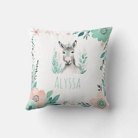 Custom Boho Niedlich Donkey Pillow Pastell Green Kissen (Rückseite)