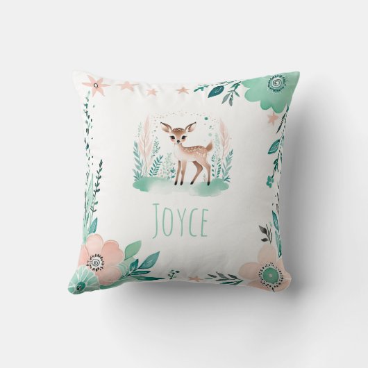 Custom Boho Niedlich Fawn Pillow Pastell Green Kissen (Rückseite)