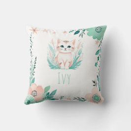 Custom Boho Niedlich Kitten Kissen Pastell Green