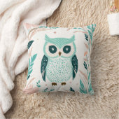 Custom Boho Niedlich Owl Kissen Pastell Green (Decke)