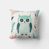 Custom Boho Niedlich Owl Kissen Pastell Green (Vorderseite)