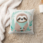 Custom Boho Niedlich Sloth Pillow Pastell Green Kissen (Decke)