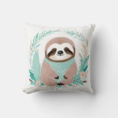Custom Boho Niedlich Sloth Pillow Pastell Green Kissen (Vorderseite)