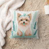 Custom Boho Niedlich Yorkshire Pillow Pastel Green Kissen (Decke)