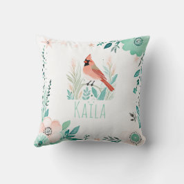 Custom Boho Northern Kardinal Pillow Pastell Green Kissen