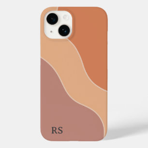 Custom Boho Pastel Waves Monogram Soft Orange Case-Mate iPhone 14 Hülle