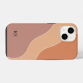 Custom Boho Pastel Waves Monogram Soft Orange iPhone Hülle (Rückseite (Horizontal))