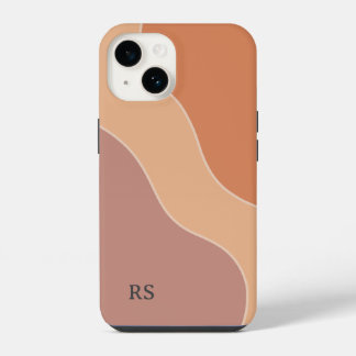 Custom Boho Pastel Waves Monogram Soft Orange iPhone 14 Hülle