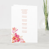 Custom Boho Pink Orange Floral Chic Custom Wedding Programm (Rückseite)