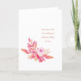 Custom Boho Pink Orange Floral Chic Custom Wedding Programm