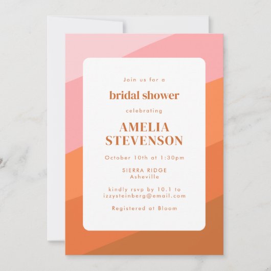 Custom Boho Pink Orange Terracotta Brautparty Einladung (Vorderseite)