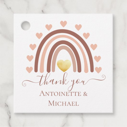 Custom Boho Rainbow Baby Dusche Danke Geschenkanhänger (Vorderseite)