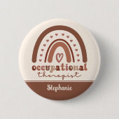 Custom Boho Rainbow OT Berufs-Therapeut Button (Vorderseite)