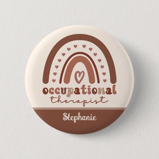 Custom Boho Rainbow OT Berufs-Therapeut Button (Vorderseite)