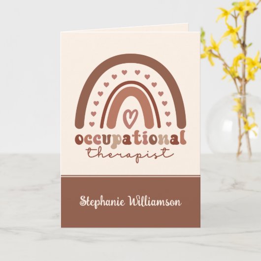 Custom Boho Rainbow OT Berufs-Therapeut Karte (Gelbe Blume)