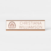 Custom Boho Rainbow OT Berufs-Therapeut Schreibtischnamensplakette (Vorderseite )