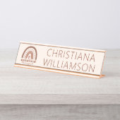 Custom Boho Rainbow OT Berufs-Therapeut Schreibtischnamensplakette (Vorderseite )