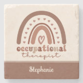 Custom Boho Rainbow OT Berufs-Therapeut Steinuntersetzer (Vorderseite)