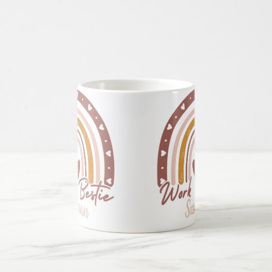 Custom Boho Rainbow Work Bestie Personalisiert Kaffeetasse (Mittel)