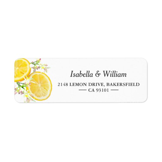 Custom Boho Summer Lemon Wedding Address Label (Vorne)