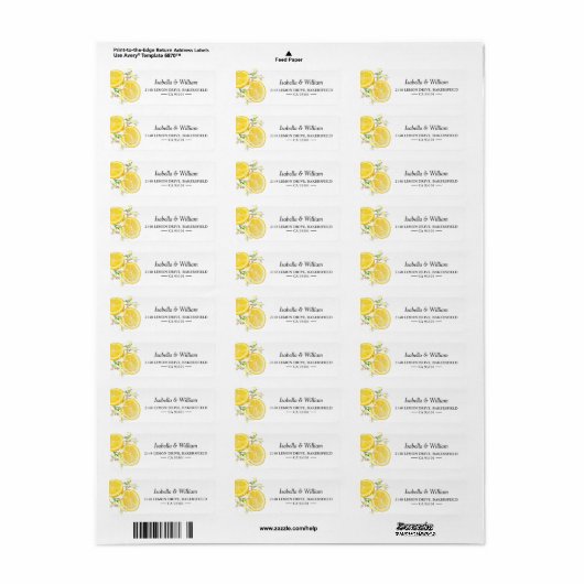 Custom Boho Summer Lemon Wedding Address Label (Vorne)