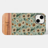Custom Boho Sunflowers Wood Effect Case-Mate iPhone Hülle (Rückseite (Horizontal))