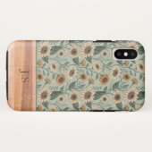 Custom Boho Sunflowers Wood Effect Case-Mate iPhone Hülle (Rückseite (Horizontal))