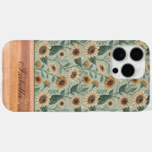Custom Boho Sunflowers Wood Effect Case-Mate iPhone Hülle (Rückseite (Horizontal))