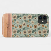Custom Boho Sunflowers Wood Effect Case-Mate iPhone Hülle (Rückseite (Horizontal))