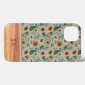 Custom Boho Sunflowers Wood Effect Case-Mate iPhone Hülle (Rückseite (Horizontal))