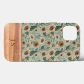 Custom Boho Sunflowers Wood Effect Case-Mate iPhone Hülle (Rückseite (Horizontal))