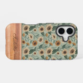 Custom Boho Sunflowers Wood Effect iPhone 16 Hülle (Rückseite (Horizontal))