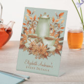 Custom Boho Terracotta Floral Tee Gastgeschenk Sockelschild (In Situ)