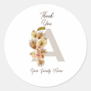 Custom Boho Vielen Dank Tags - Rustikales Geschenk Runder Aufkleber