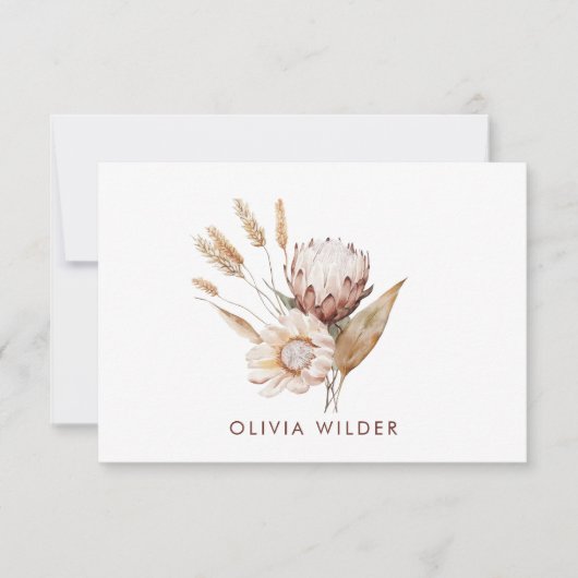 Custom Boho Watercolor Terracotta Wildblume Mitteilungskarte (Vorderseite)