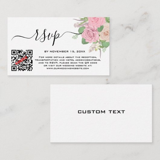 Custom Boho Wedding QR Code UAWG Begleitkarte (Vorne/Hinten)