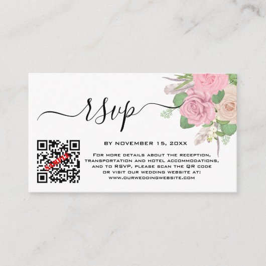 Custom Boho Wedding QR Code UAWG Begleitkarte (Vorderseite)
